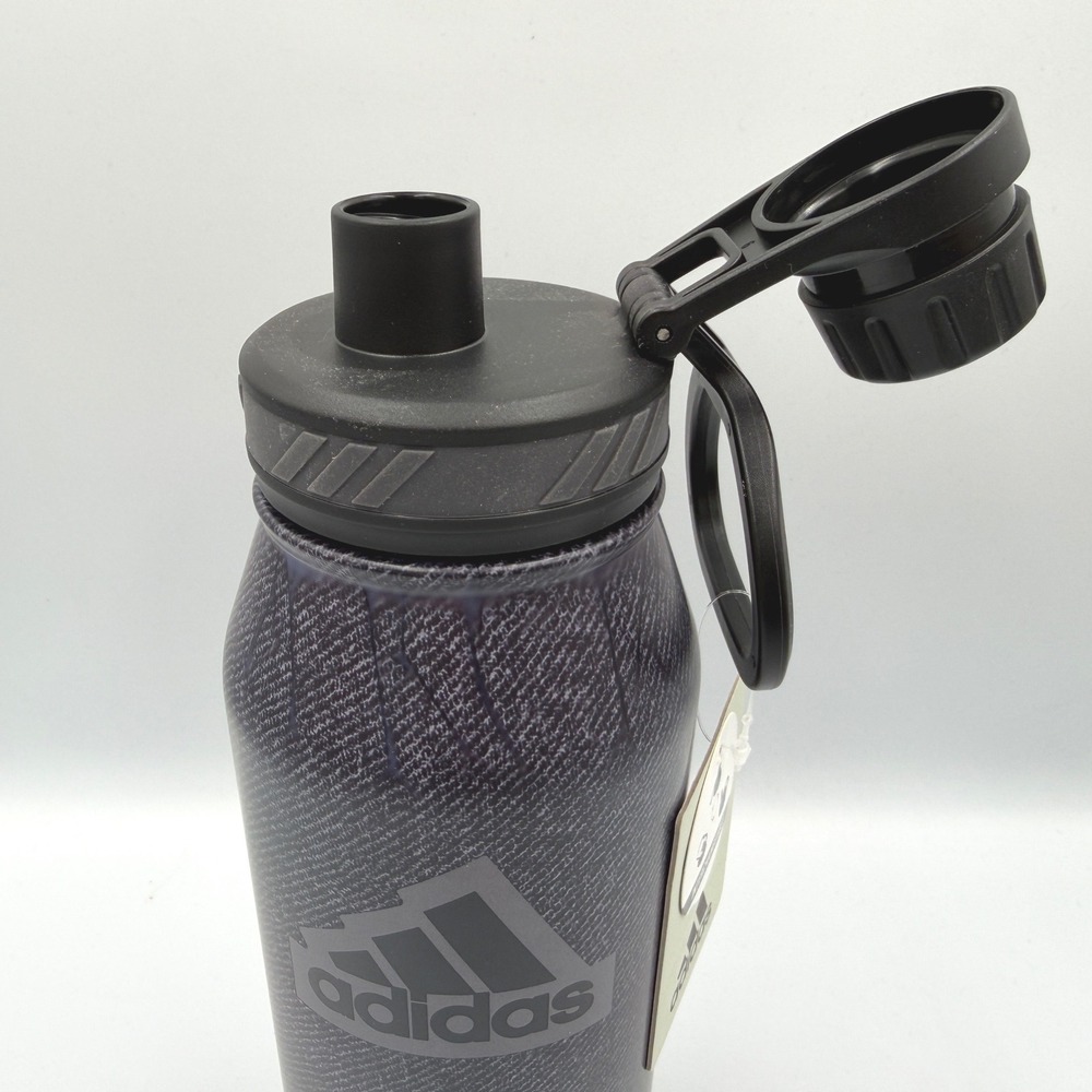 Adidas 1L Water Bottle Black Grey IU7766 Twill Insulated 24 Hour Cold/12 Hot NEW - Picture 5 of 10
